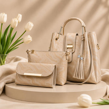 3-Pcs Luxury Women’s Handbag Set | Tote, Shoulder Bag & Wallet