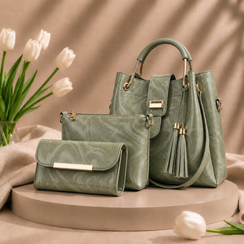 3-Pcs Luxury Women’s Handbag Set | Tote, Shoulder Bag & Wallet