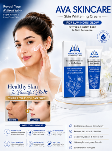 **AVA Whitening Cream | Brightening & Hydrating Face Cream | Smooth & Healthy Skin | 30g**