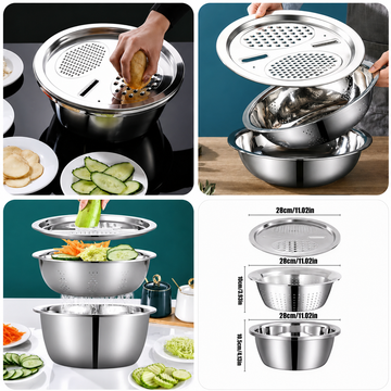 3in1 Stainless Steel Vegetable Slicer Cutter Bowl