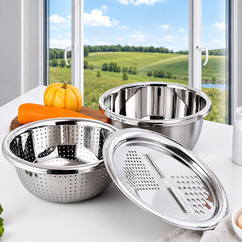 3in1 Stainless Steel Vegetable Slicer Cutter Bowl